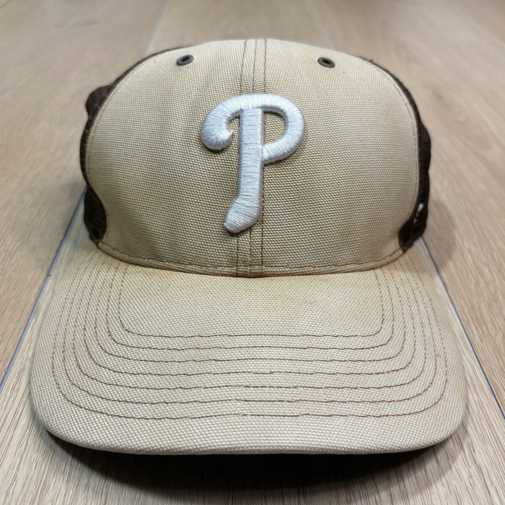 Carhartt 47 Brand Philadelphia Phillies Hat Tan Brown Mesh Trucker Snapback Cap